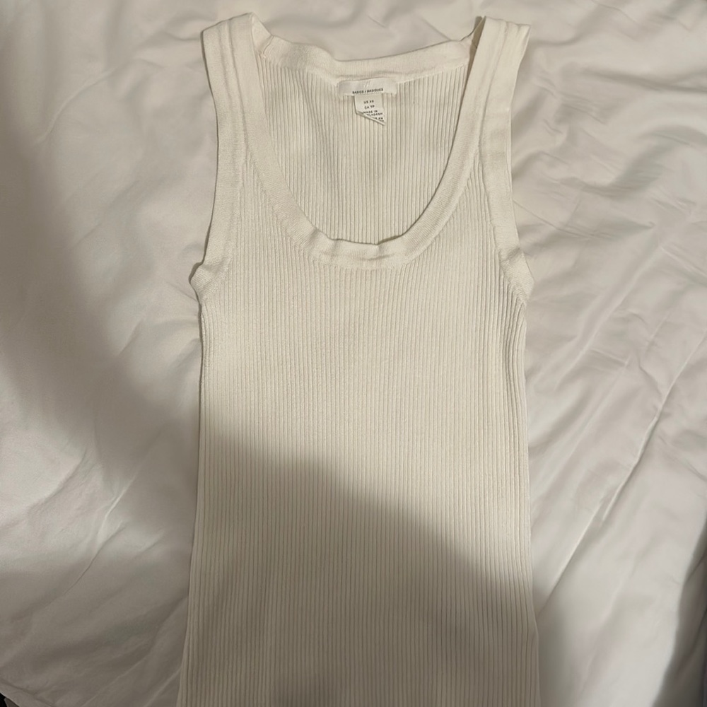 H&M white knit tank top